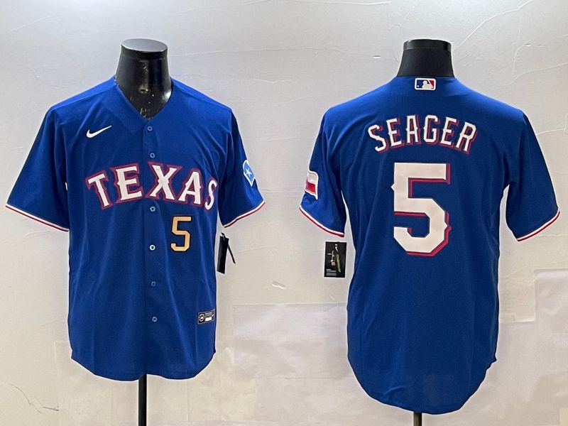 Men Texas Rangers #5 Seager Blue Game 2025 Nike MLB Jersey style 4->texas rangers->MLB Jersey